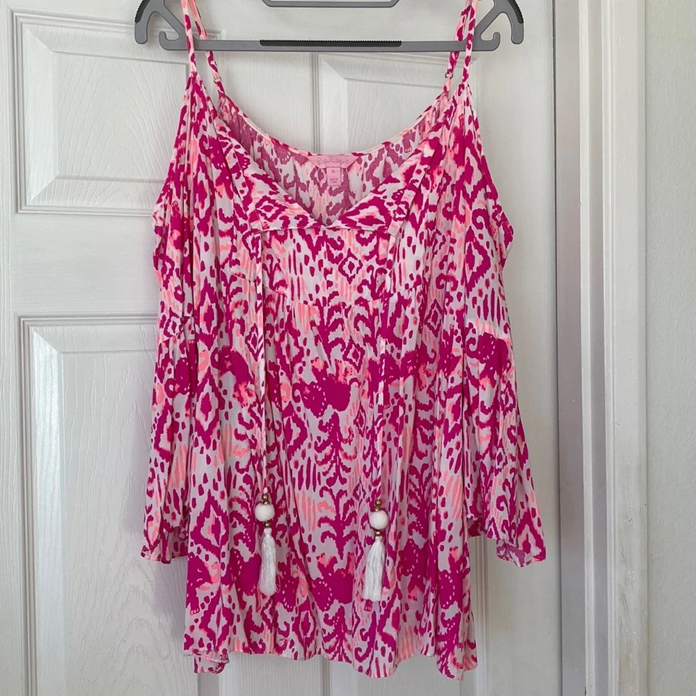 Lilly Pulitzer Alanna Top in Tons of Fun in pinks and white - Picture 3 of 9